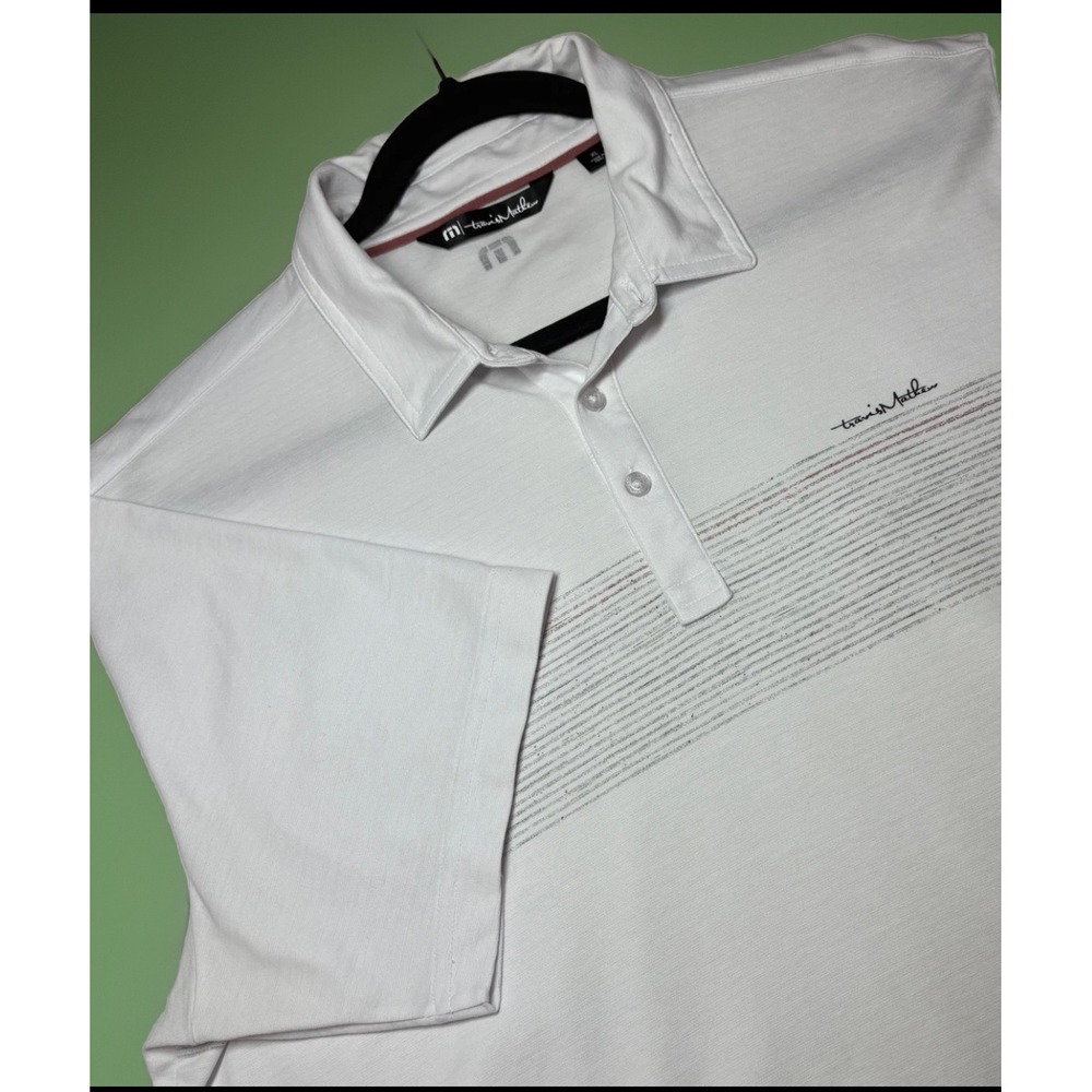 Travis‎ Mathew Mens White Golf Polo Shirt Short Sleeve Athletic Casual XL